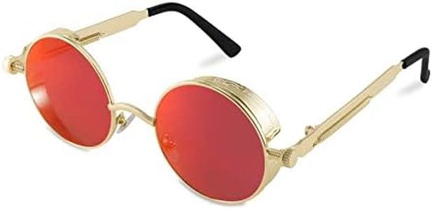 FEISEDY Retro Gothic Steampunk Sunglasses Round Metal Frame Punk Circle Inspired Shade Men B1857