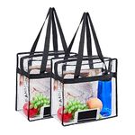 2 Pack Clear Tote Bag,Stadium Approved Security Clear Bag 12"×12"×6",Sturdy PVC Construction Zippered Top, Perfect for Work, School, Sports Games and Concerts