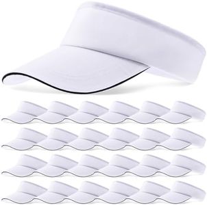 Bonuci 24 pcs Sun Visor Unisex Sun Visors Hats UV Protection Sun Hat for Women Men Tennis Baseball Golf Caps Bulk, White, One Size