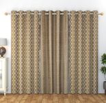 WO FLORA Home Decor Check Designer Window Curtains 5 feet Set of 3 for Drawing Room/Living Room/Hall Room Parde for Door, Brown