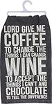 Primitives by Kathy 37208 Classic Black and White Dish Towel, 28", Coffee, Wine, Chocolate