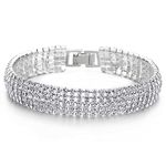 Sparkling Womens Crystal Rhinestones Cluster Wide Bangle Bracelet