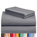LuxClub 4 PC King Size Sheet Set Bamboo Sheets Deep Pockets 18" Eco Friendly Wrinkle Free Cooling Bed Sheets Machine Washable Hotel Bedding Silky Soft - Light Grey King