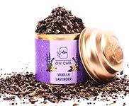 OH CHA - Lavender Tea with Vanilla | Black Tea blended with Cardamom, Ginger, Black Pepper | Herbal tea for good sleep, Skin care | Sun dried lavender flowers | Brew Hot or Iced, Energy Drink | 35gms