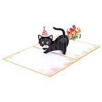 Sibba Funny Cats Pop Up Birthday Card 3D Birthday Greeting Cards Paper Card Stock Envelopes Handmade Cards Happy Birthday Hat for Mom Daughter Sister Love Appreciation Celebration Halloween Party