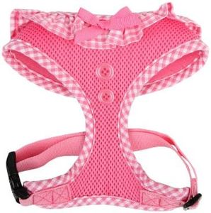 Puppia PALA-AC860-PK-M Gingham Dog Harness, Pink Medium