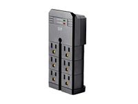 Monoprice 115876 6 Outlet Rotating Power Surge Protector Wall Tap - Black | UL Rated 2,160 Joules With Grounded And Protected Light Indicator