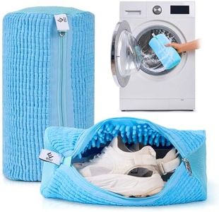EPSCY Shoe Washing Machine Bags - Reusable Sneaker Laundry Shoe Bag with 360° Deep Clean Mesh - Self Locking Zipper, Noise Reduction Washing Bag Fits All Shoes Sizes and Types - Blue, Pack of 2