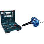 Bosch GSB 500W 10 RE Professional Tool Kit, MS and Plastic (Blue, Pack of 100) + Bosch GBL 620-Watt Air Blower (Blue)