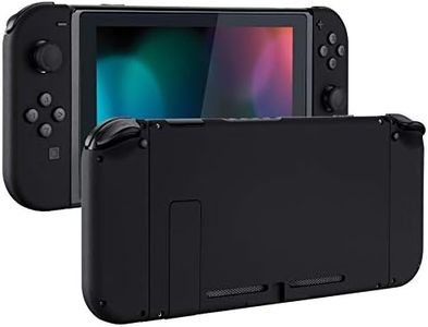 eXtremeRate DIY Replacement Shell Buttons for Nintendo Switch, Soft Touch Back Plate for Switch Console, Custom Housing Case with Full Set Buttons for Joycon Handheld Controller - Black