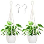 Augshy 27inch Macrame Plant Hanger, 2 Packs Plant Hangers with Hooks, Hanging Planter for Indoor Plants Decorative Macrame Pot Hanger for Home Decor