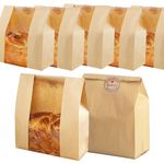 35 Pack Paper Bags for Homemade Bread Bags, Baking Paper Bags for Bakery Food Packaging, Large Kraft Paper Bread Bag with Adhesive Window Label