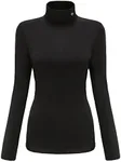 SSLR Turtleneck Shirt Women Thermal Shirts Turtle Necks Long Sleeve Fleece Lined Winter Slim Fitted Mock Neck Base Layer (XX-Large, Black)