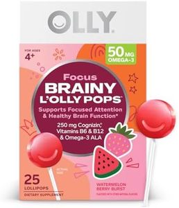 OLLY Focus Buddies L’OLLY Pops, Omega-3 ALA, B6, B12, Cognizin®, Kids Supplement Lollipops to Supports Focused Attention & Healthy Brain Function, Vegetarian, Watermelon Strawberry, 25 Count