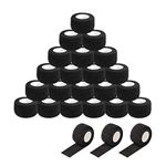 EZ Tattoo Grip Tape - 24PCS (1inch x 5 Yard) Black Self Adhesive Bandage for Wrist & Ankle Sprain Swelling, Disposable Roll Tattoo Grip Tube Tape for Tattoo Machine and Tattoo Supplies Pet Bandage