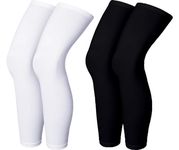 MIZUNA Leg Sleeves Unisex Sports Compression Sun Protection Thigh Non-Slip UPF Cooling Full Length Cycling Riding Golf Football Running Winterlegblackwhite