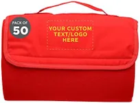 DISCOUNT PROMOS Custom Roll Up Picnic Blankets Set of 50, Personalized Bulk Pack - Great Outdoor Blanket for Camping, Picnic, Beach, Sports, Outdoor Activities - Red