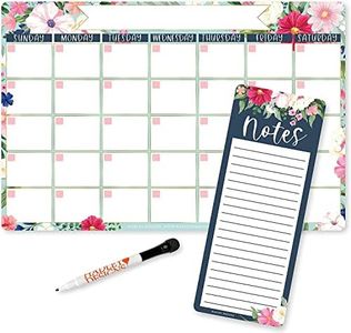 Magnetic Fridge Calendar Dry Erase Magnetic Calendar for Refrigerator - Floral Magnetic Dry Erase Calendar for Fridge, White Board Calendar for Wall, Dry Erase Board Calendar, Magnetic Notepad