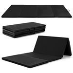 COSTWAY Gymnastics Exercise Mat, 8FT x 4FT Tumbling Mats with High Density 5cm Thick Foam, Carry Handles, Folding Fitness Floor Mat for Yoga Pilates (Black)