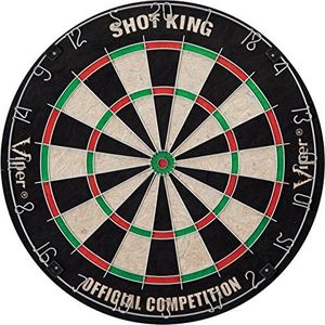 Viper by GLD Products Shot King Regulation Bristle Steel Tip Dartboard Set with Bullseye Metal Radial Spider Wire Compressed Sisal Board with Rotating Number Ring Includes 6 Darts Black