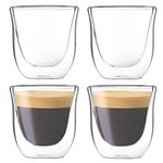 Youngever 4 Pack 85ML Espresso Cups, Double Wall Thermo Insulated Espresso Cups, Glass Coffee Cups, 2.8 Ounce