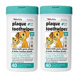 Petkin Plaque Toothwipes Fresh Mint 2 Packs of 40 Wipes - Cleans Teeth, Gums, Tartar, Freshens Breath. Tooth Wipe for Cat Or Dog. (2-Pack)