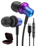 USB C Headphone for iPhone 15 16 Plus Google Pixel 9 8 7 Pro 6A 7A, Type C Earbud in-Ear Wired Earphone with Mic Remote Control Noise Cancelling for Samsung Galaxy S24 S23 Ultra S22 S21 OnePlus Purple