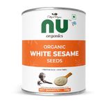 Nu Organics Whole White Sesame Seeds - 1Kg (Safed Til) – Organic, Non-GMO | Protein-Rich Superfood for Sushi, Noodle Dishes, Stir-Fries, and More | Low-Temp Roasted, No Added Sugar