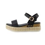 CUSHIONAIRE Women's Melissa Espadrille Platform Wedge Sandal, Black, 6.5