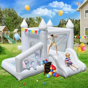 Ninghaovov Inflatable Indoor Bounce House for Kids 3-12,Jumping Bouncy House with Blower for Birthday Party Backyard Party Gifts (White/Oxford, 9x8.5x6 FT)
