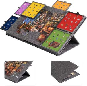 2 in 1 Foldable Puzzle Board, 1500pcs Puzzle Table with 6 Drawers & Cover, Lightweight Tilting Puzzle Board for 1500-Piece Puzzles, Angle Adjustable Jigsaw Board with Storage (1500)