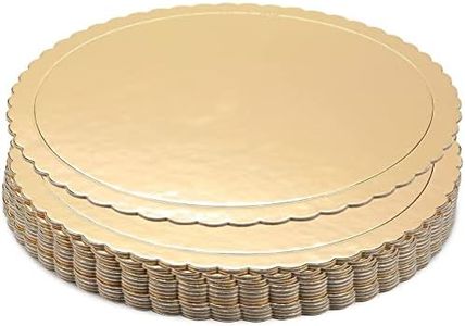 Juvale 12-Pack 10 Inch Round Cake Board, Gold Scalloped Cake Boards for Weddings, Birthdays, Baking and Desserts, Grease-Proof Pastry Board, Sturdy Disposable Cardboard Tray