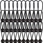 AOPRIE 30 Pcs Bungee Balls 6Inch Black Ball Bungees Heavy Duty Heavyweight 6 inch Tarp Bungee Cords, Weather Resistant Tie Down Strap 4mm Thickness - for Camping, Tents, Cargo, Holding Wire and Hoses