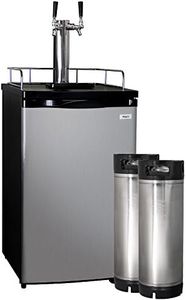 Kegco HBK199S-2K Full-Size Homebrew Kegerator Dual Faucet Keg Dispenser Stainless Steel with Two Ball Lock Kegs
