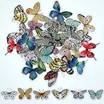 ExceLife 40 Pcs Butterfly Scrapbook Stickers, Vintage Transparent Decorative Butterfly Decals Waterproof Stickers for Scrapbooking DIY Arts Crafts Cup Wall Window Notebook Card Making, Multicolor