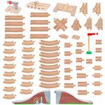 Orbrium Toys 68 Pcs Premium Wooden Train Track Expansion Pack