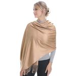 Women Pashmina Scarf Wrap Shawl, Champagne Cashmere Soft Wool, Travel Blanket Accessories, Evening Wedding Party, Mom Grandma Best Friend Sister Wife Girlfriend Christmas Christian Good