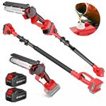 2-in-1 Cordless Pole Saw & Mini Chainsaw, Avhrit Electric Pole Saw with 2 * 4000mAh Batteries, 6" Cutting with Oiling System, 15.5-Foot MAX Reach Pole Chainsaw for Tree Trimming