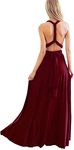 Women's Transformer/Wrap Infinity Solid Maxi Cocktail Dress Burgundy 10/L