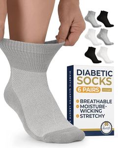 Pembrook Ankle Diabetic Socks for Men & Women | 6 Pairs | Black, White, Gray | Wide Stretch Top Mens Diabetic Socks | Diabetic Socks for Men 9-12 | Ankle Non-Binding Neuropathy Socks for Men