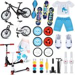 35 Pcs Mini Finger Toy Set, Finger Scooter/ Skateboards/Shoes/Bikes/ Tops/Pants/ Knee Pads, Tiny Swing Board, Mini Bike Wheels Toys for Party Favors