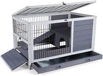 PETSFIT Guinea Pig Cages Wooden Indoor Hamster Cage with Hideout for Rest and Ramp for Enter and Out…