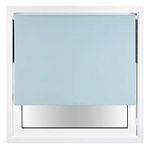 FURNISHED Blackout Roller Blind with Metal Fittings Trimmable Insulated Thermal Fabric Heavy-duty Easy Install Brackets Window Roller Blinds - Duck Egg Blue, 60W x 165H cm