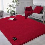 RTBQJ-AT Area Rugs 120x160 cm Soft Light Red Rug, Non-slip Rugs Living Room Washable Rugs for Bedroom, Extra Large Rug for Living Room Bathroom, kitchen, Laundry Luxury Room Decor