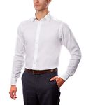 Calvin Klein Men's Non Iron Slim Fit Herringbone Spread Collar Dress Shirt, White 15.5" Neck 32"-33" Sleeve