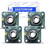 4 PCS of DEEPDREAM UCF205-16 Pillow Block Bearings, 1 inch Bore, Square Flange Mounted Pillow Block Bearing, 4-Bolt Flange Bearing, Self Alignment