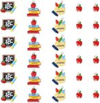 Honbay 30PCS Enamel Alloy Red Fruit Charms Pendant Pencil Blackboard Book Resin Pendant Back to School Pendants School Stationery Theme Bead Charms for Keychains Earrings Bracelets Necklaces Crafts,