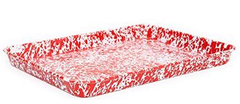 Enamelware Jelly Roll Pan, 16 x 12.25 inches, Red/White Splatter