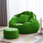 INSTER Bean Bag Cover 4XL Without Beans with Footrest and Cushion Lounge Chair Luxury Bean Bag Cover with Footrest Without Beans(Green)