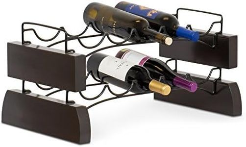 BIRDROCK HOME Stackable Wine Rack - Wine Stand - 2 Metal Wave Bars - Set of 2-10 Bottle - Espresso